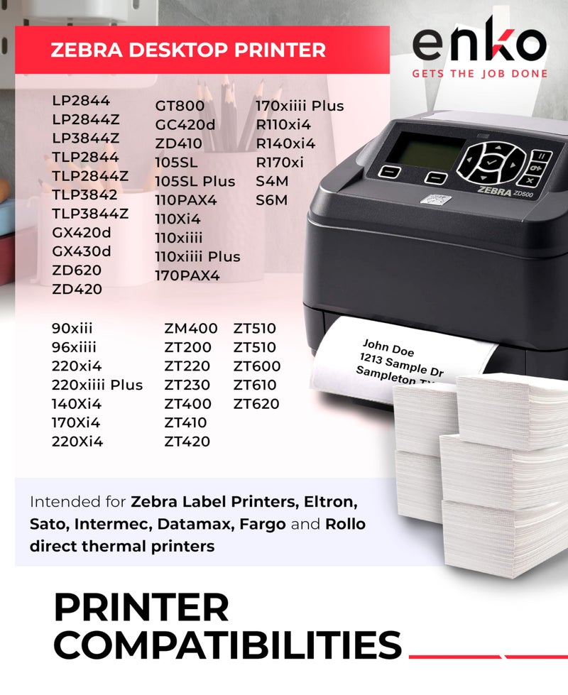 enKo Products enKo 4 x 6 Thermal Fan Fold Labels Compatible for Rollo Printer Labels - 1 Stack of 500 4x6 Label Zebra Printer - Mailing Postal Label Paper, Perforated, Permanent Adhesive - Image 3